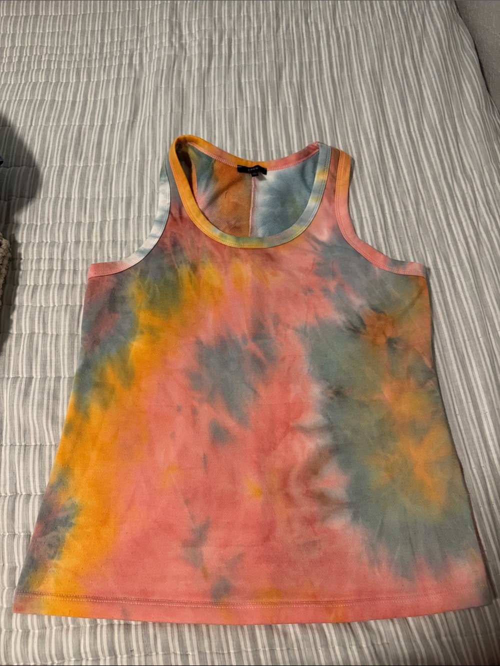 DREW Tie-Dye Racerback Tank Top in Pink, Yellow & Blue-Green